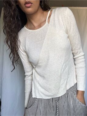 J.ING Cream Long-Sleeve Asymmetrical Knit Top